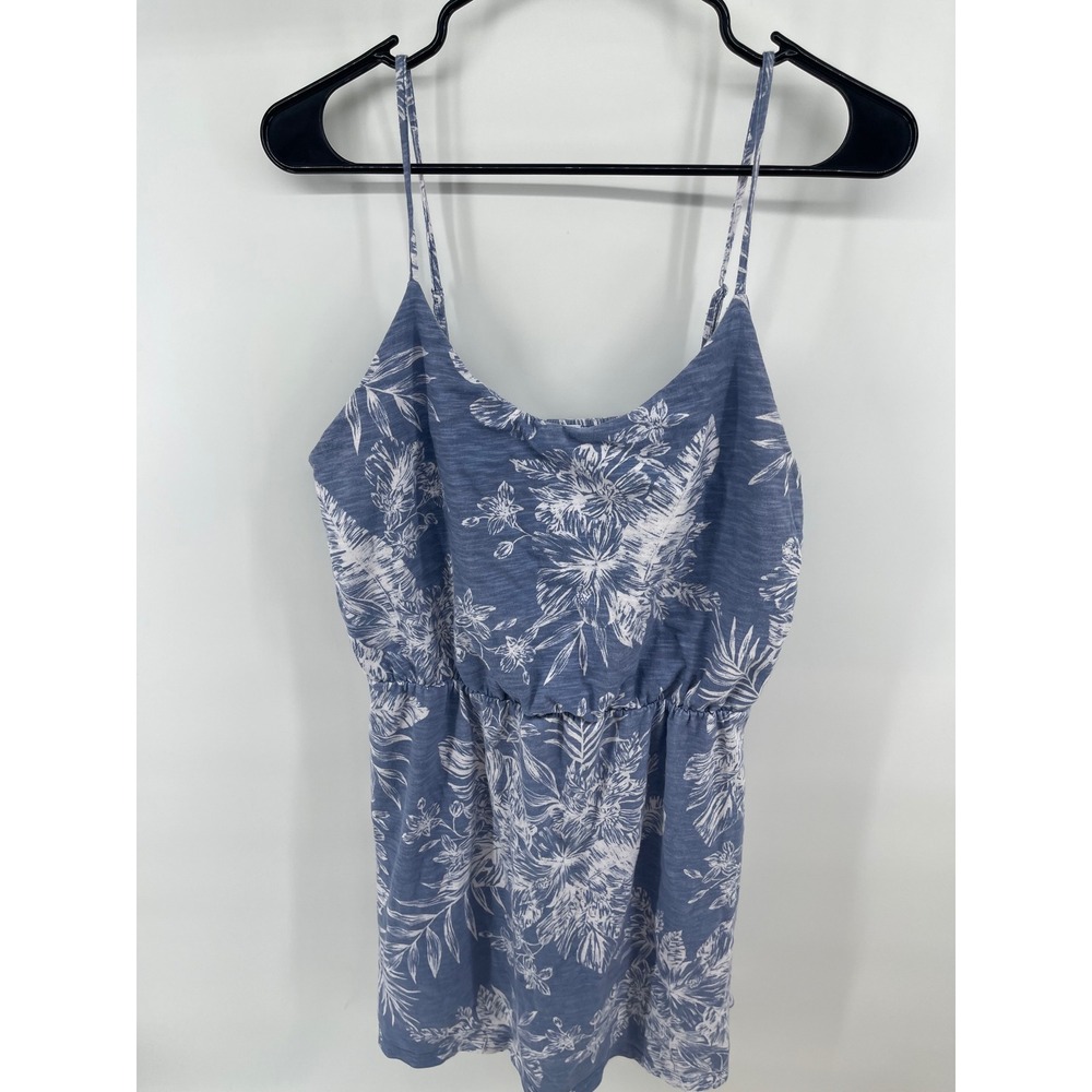 Old Navy Blue Palm Floral Sleeveless Knit Dress Elastic Waist Cotton Large - Picture 9 of 10